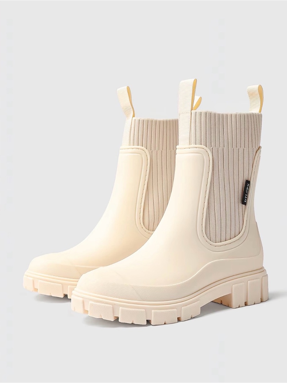 Chunky Chelsea Rain Boots - Cream